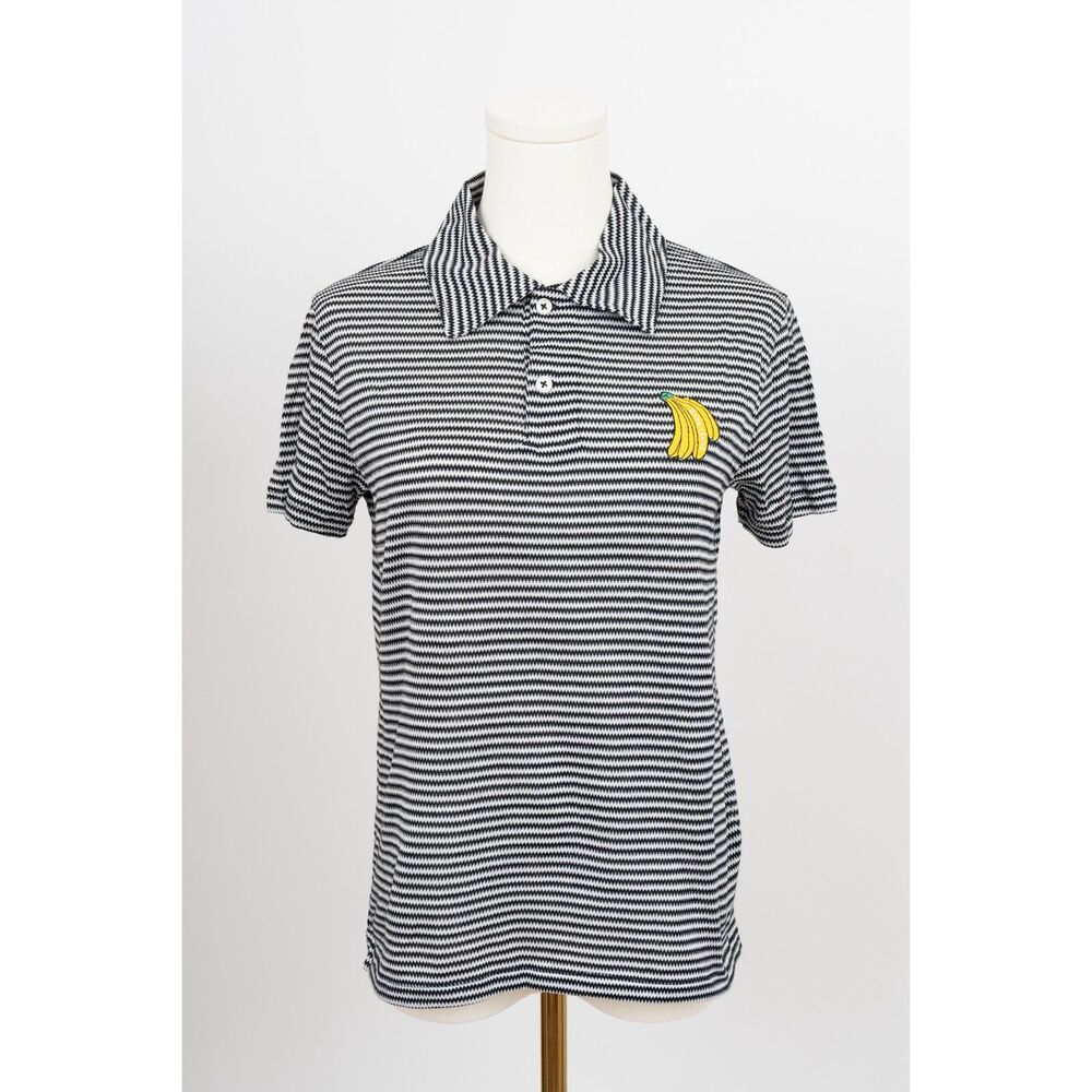 Etre Cecile Light Weight Black White Cotton Polo Banana Detail Size S